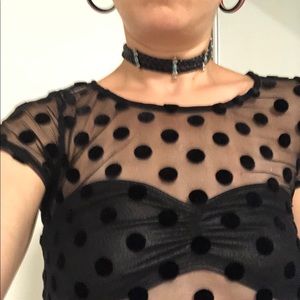 Sheer Velvet Polka Dots Top
